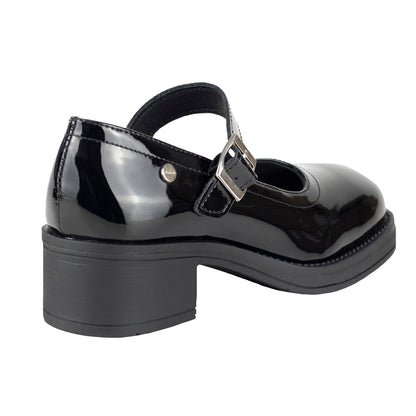 Zapato Tacón Escolar Para Niña Chabelo C954-B  Charol Negro 22-26