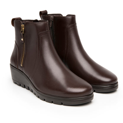 Botín Casual Tacón Cuña Para Dama Flexi 104827 Madera