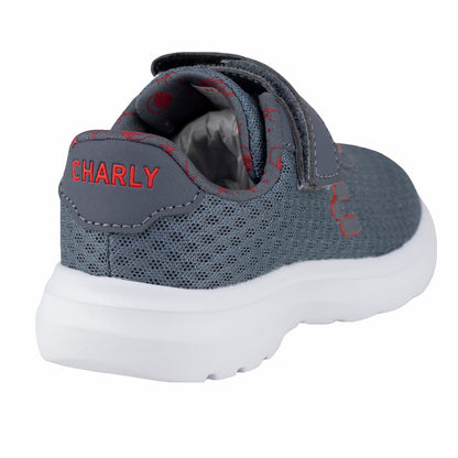 Tenis Running Casual Para Niño Charly Kids 1065378 Gris Rojo