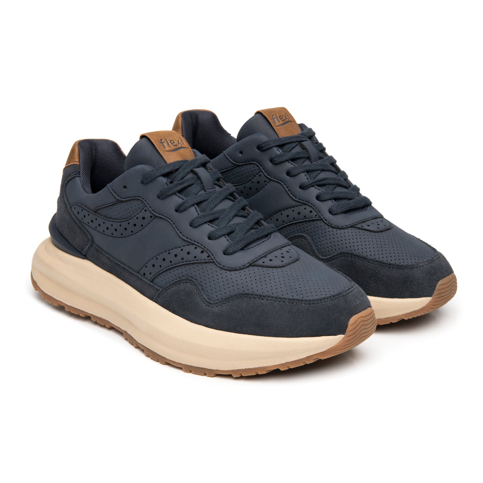 Tenis Confort Chunky Casual Para Caballero Flexi 420903 Azul