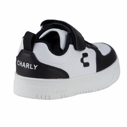 Tenis Choclo Casual Para niño Charly 1065383 Blanco Negro