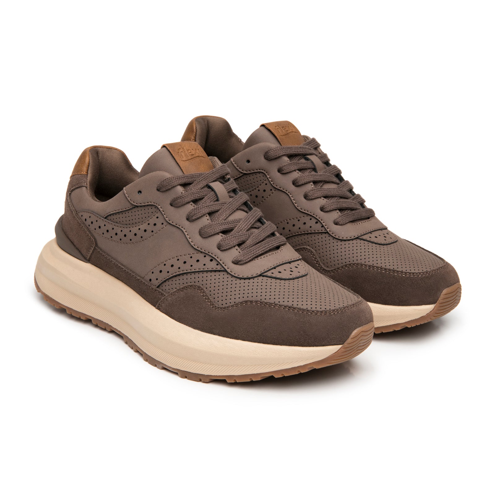 Tenis Confort Chunky Casual Para Caballero Flexi 420903 Café