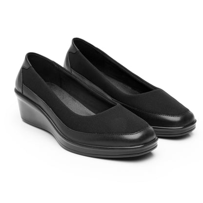 Zapato Balerina Tacón Cuña Para Dama Flexi 136702 Negro