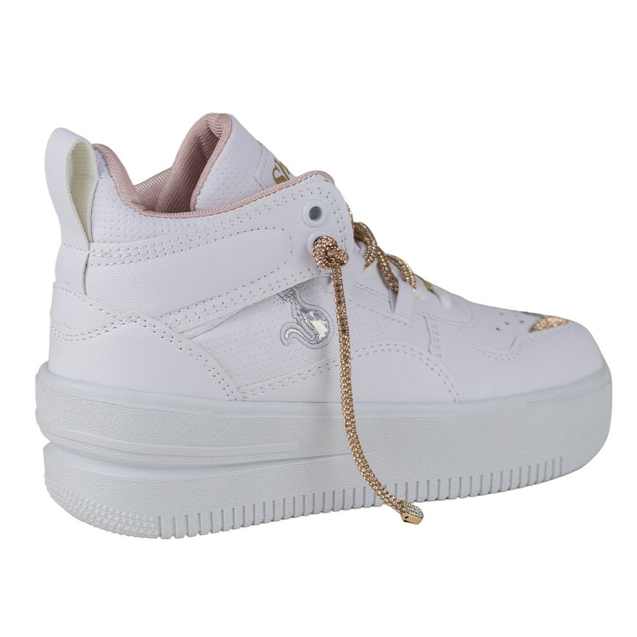 Tenis Urbano De Mujer Plataforma Shadow 3003 Blanco Oro Rosa