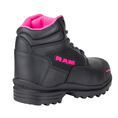 Bota Industrial Casco de Acero Para Mujer Ram 9403 Negro Fiusha