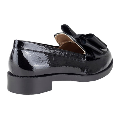 Mocasín Con Moño Para Dama Salamandra 323-3997-A Charol Negro