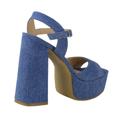 Sandalia de Tacón Dama Capa de Ozono 652702 Azul Mezclilla