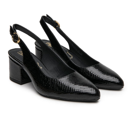 Zapatilla de Punta Tacón Medio Para Mujer Flexi 137503 Negro