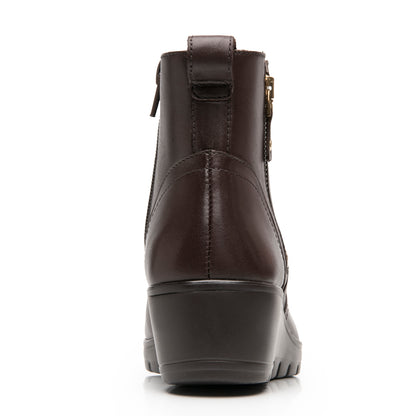 Botín Casual Tacón Cuña Para Dama Flexi 104827 Madera