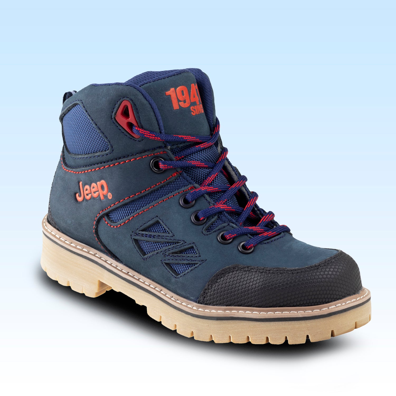 Bota Industrial Para Dama Jeep 10755 Marino Rojo