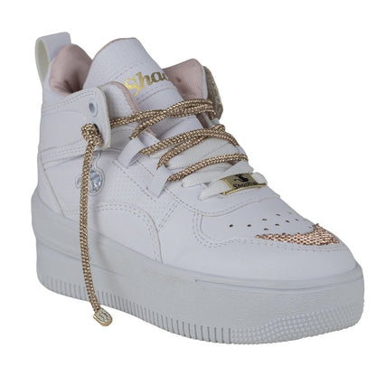 Tenis Urbano De Mujer Plataforma Shadow 3003 Blanco Oro Rosa