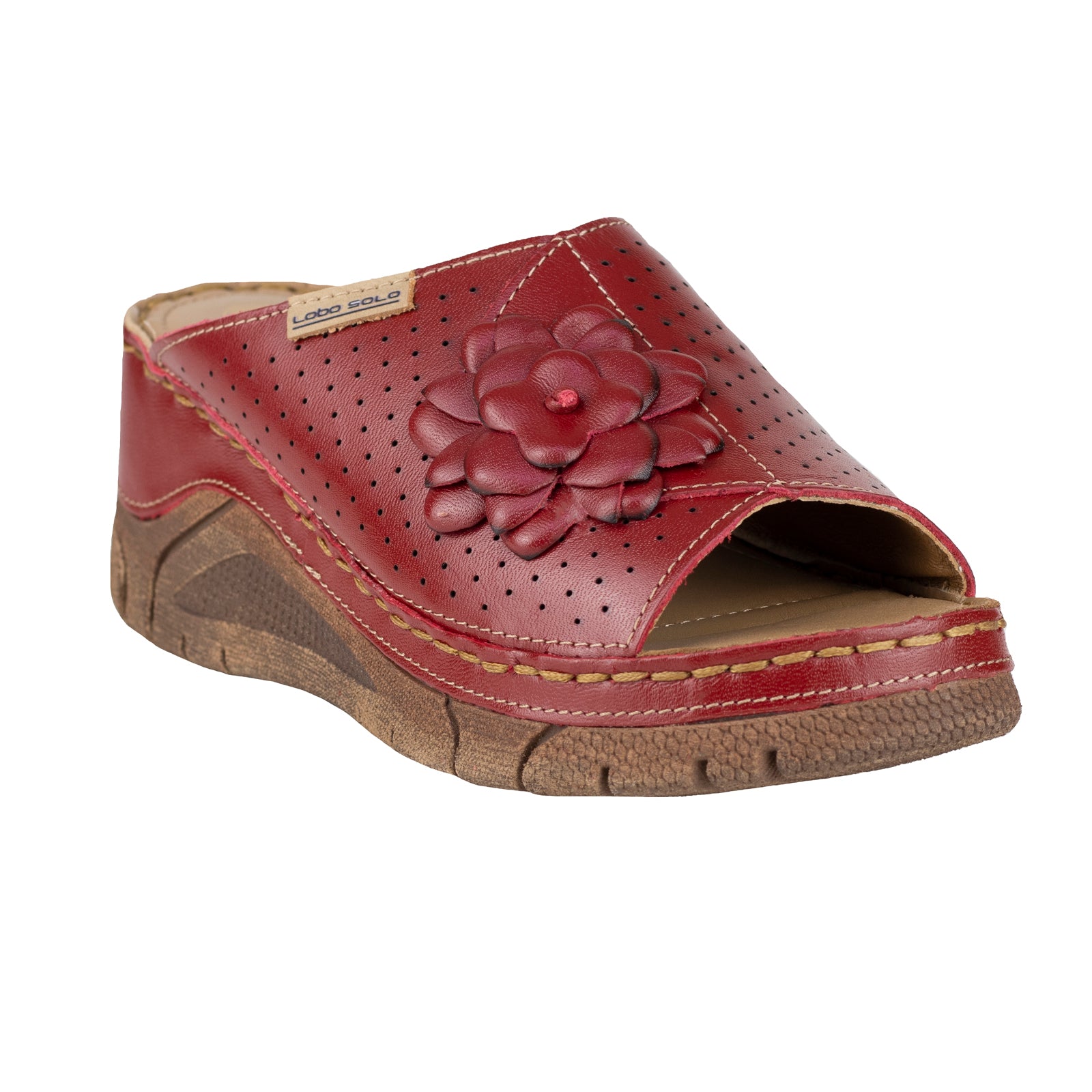 Sandalia Confort Casual Para Dama Lobo Solo 1384 Rojo