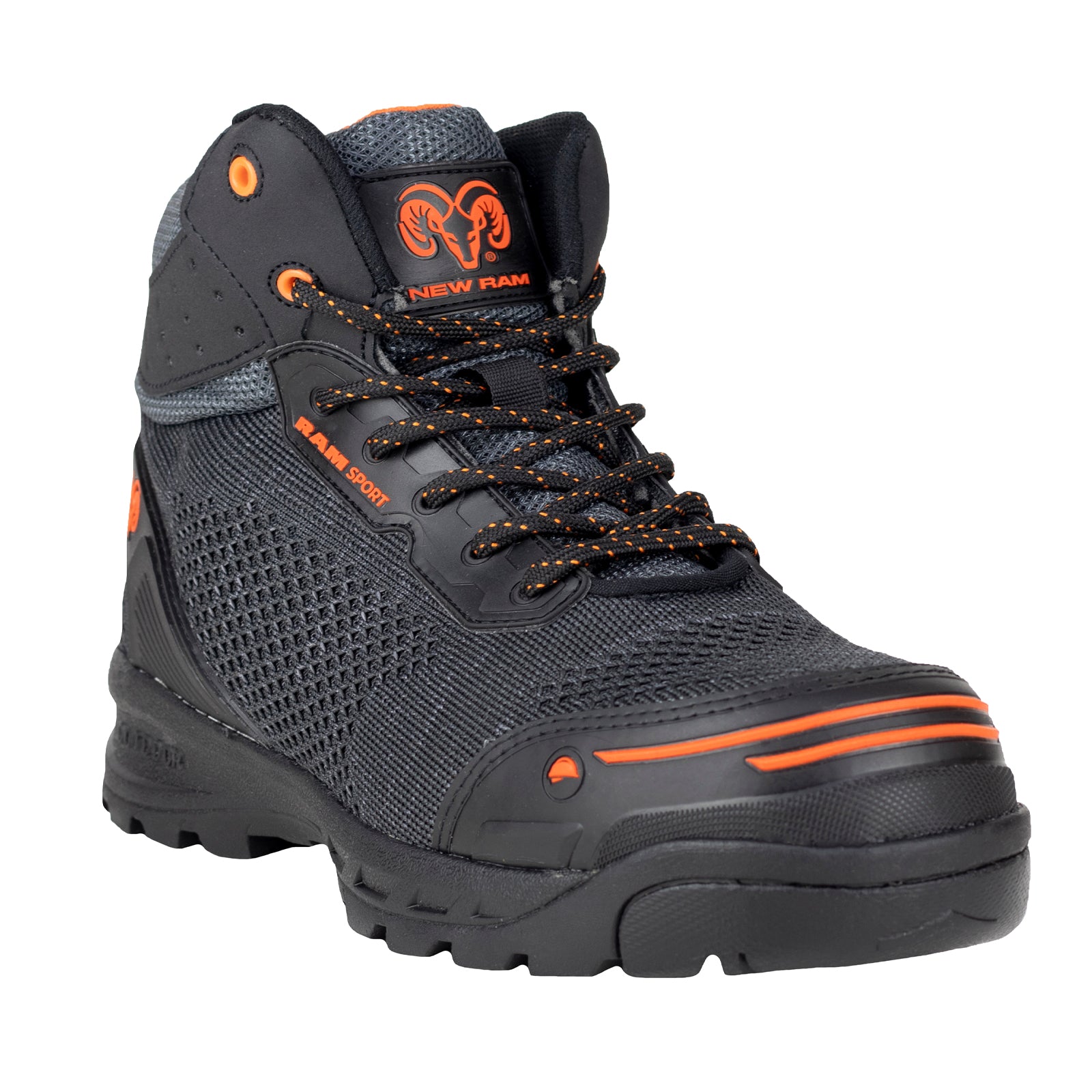 Bota Seguridad Casco Acero Para Caballero New Ram 9544 Negro Naranja