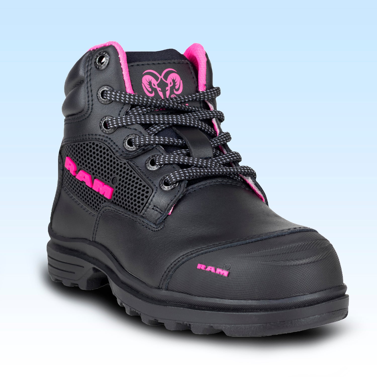 Bota Industrial Casco de Acero Para Mujer Ram 9403 Negro Fiusha
