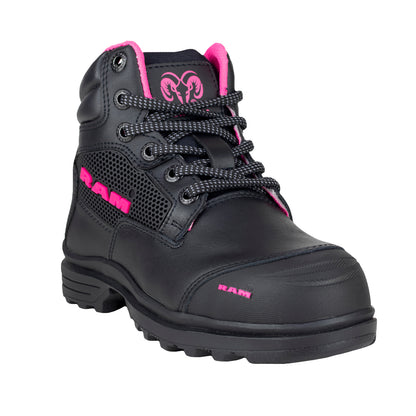 Bota Industrial Casco de Acero Para Mujer Ram 9403 Negro Fiusha