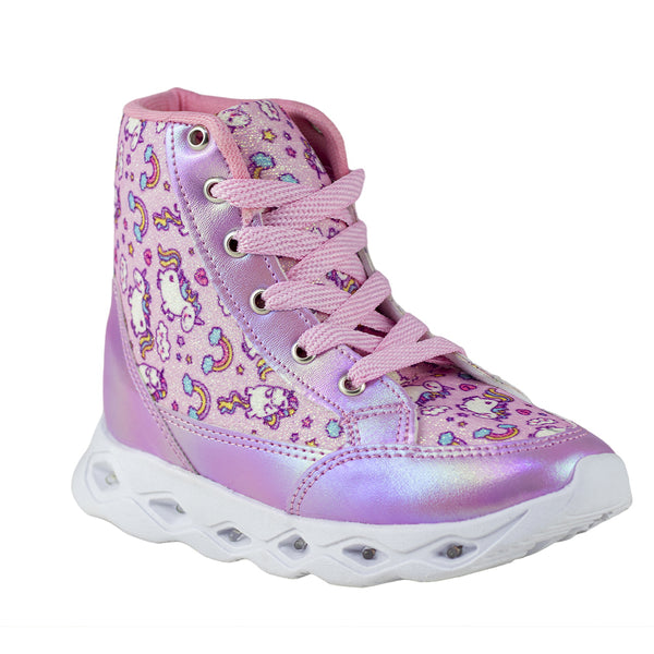 Tenis Bota Con Luces Niña Kids Shoes 300-1 Lila Unicornio