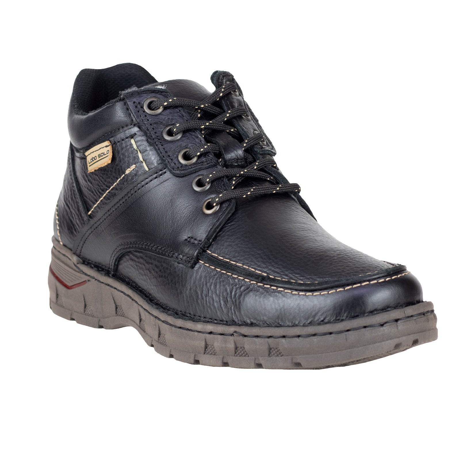 Bota Casual De Piel Tejido a Mano Para Caballero Lobo Solo 9098 Negro