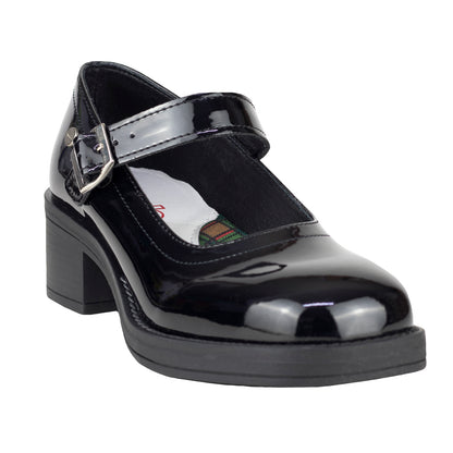 Zapato Tacón Escolar Para Niña Chabelo C954-B  Charol Negro 22-26
