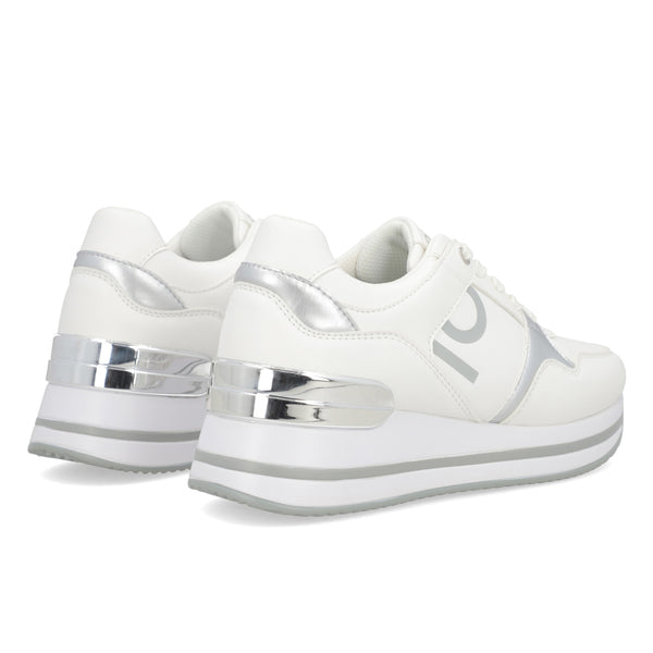 Tenis Sneaker Para Dama Capa de Ozono 616801 Blanco Plata