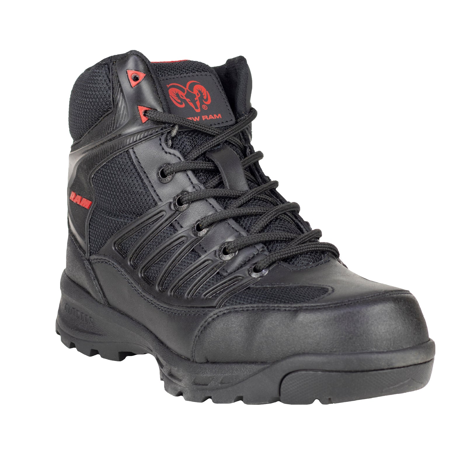 Bota Industrial Casco Acero Para Hombre Marca Ram 9588 Negro Rojo