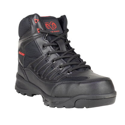 Bota Industrial Casco Acero Para Hombre Marca Ram 9588 Negro Rojo