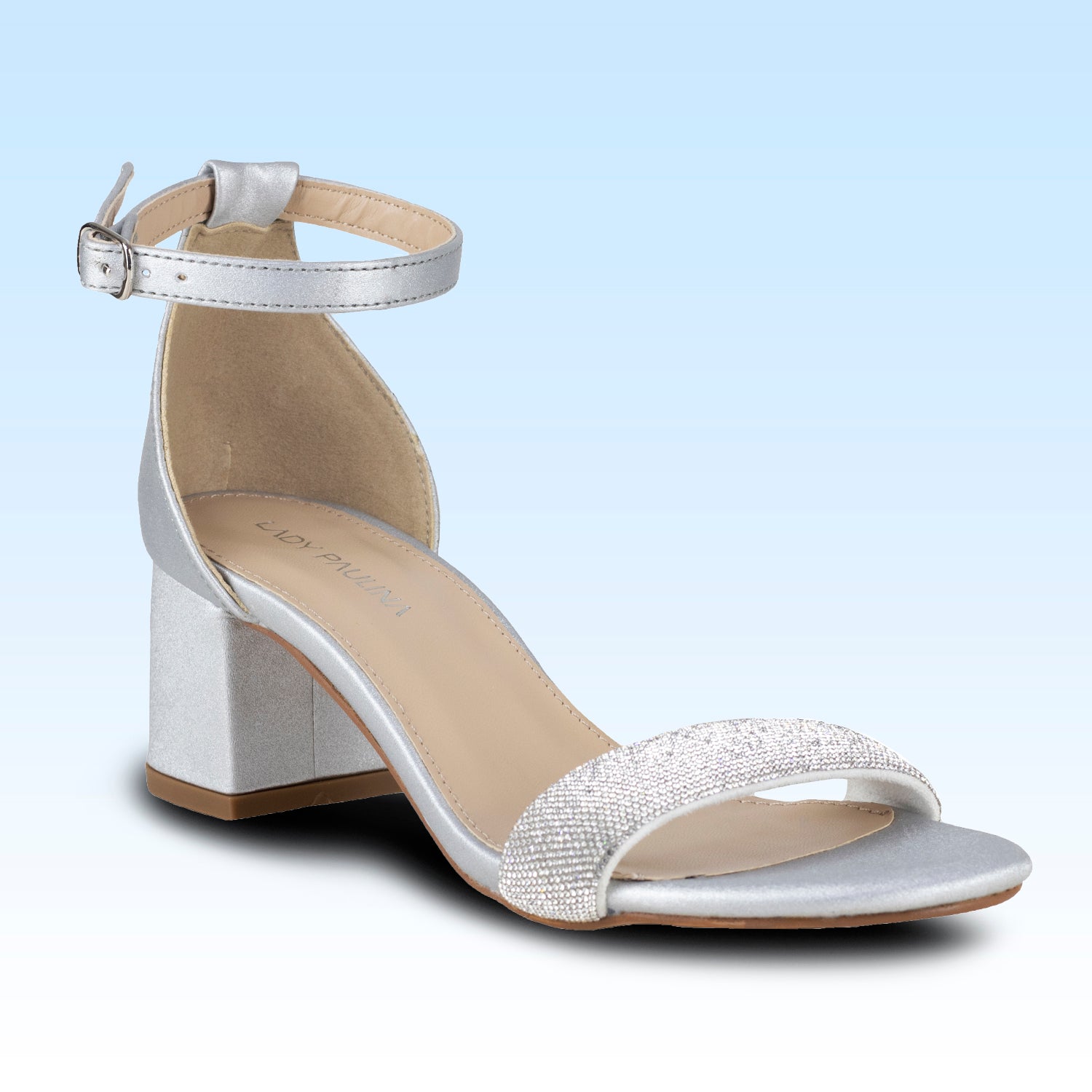 Sandalia de Tacón Dama Lady Paulina Almendra 21217 Plata