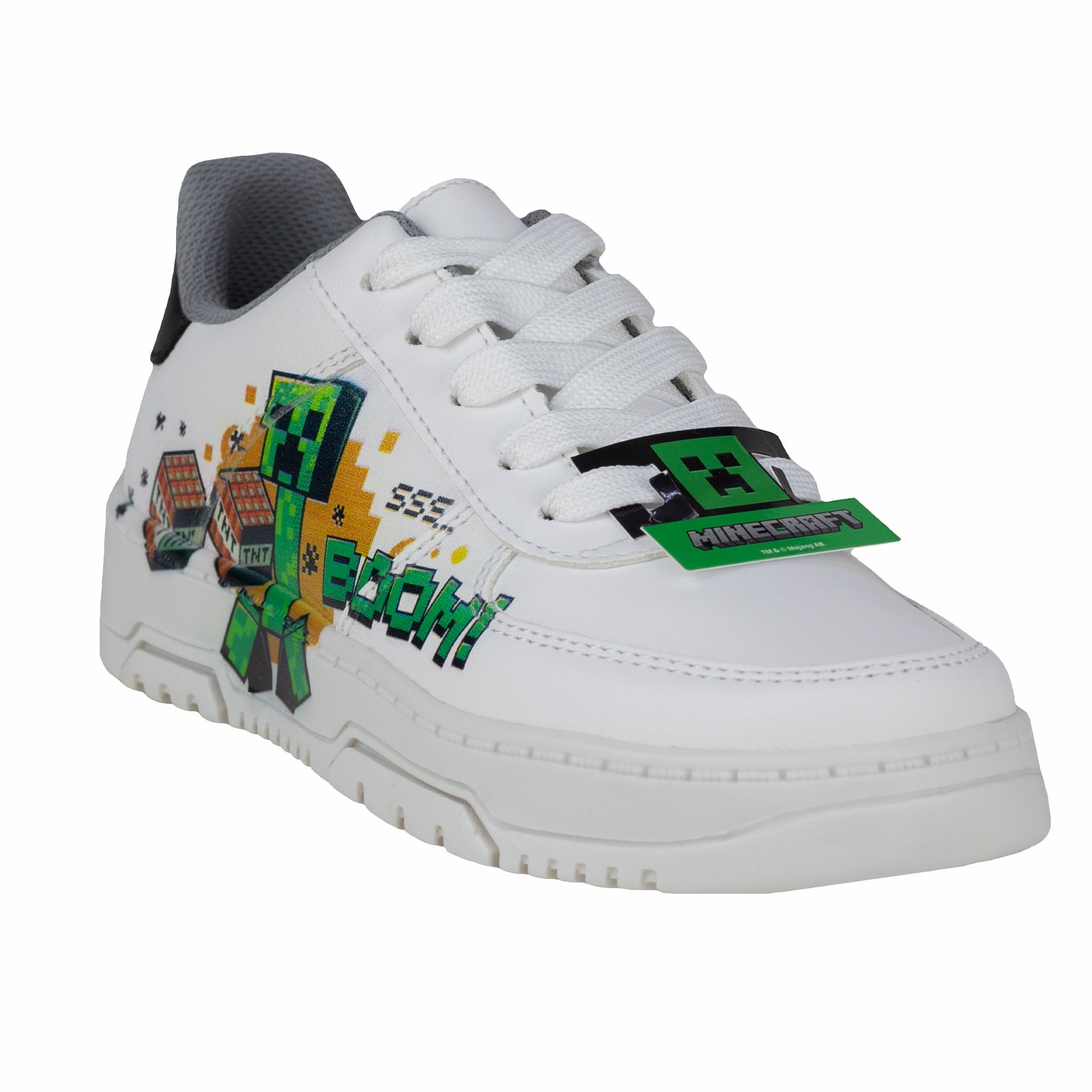 Tenis Escolar Casual Niño Niña Creeper Minecraft Yuyin MI3070 Blanco