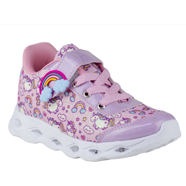 Tenis Con Luces Niña Kids Shoes 202-1 Lila Unicornio