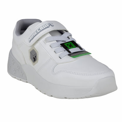Tenis Choclo Escolar Casual Para Niño Minecraft Yuyin MI5220 Blanco