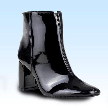 Botín Con Tacón Dama Lady Paulina Lotta 10504 Negro Charol