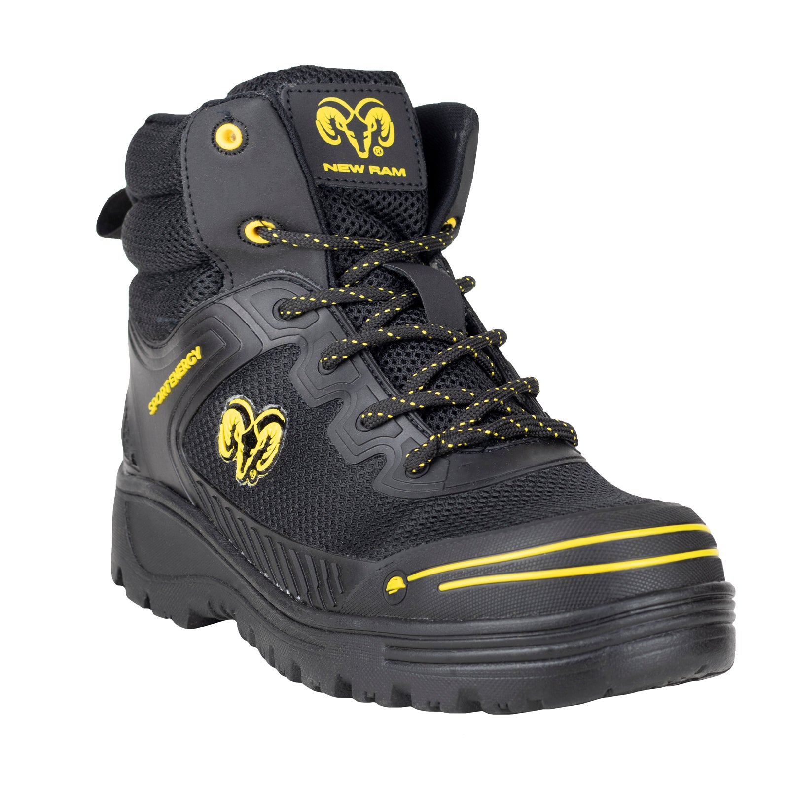 Bota de Seguridad Casco Acero Para Caballero NEW RAM 9619 Negro Amarillo