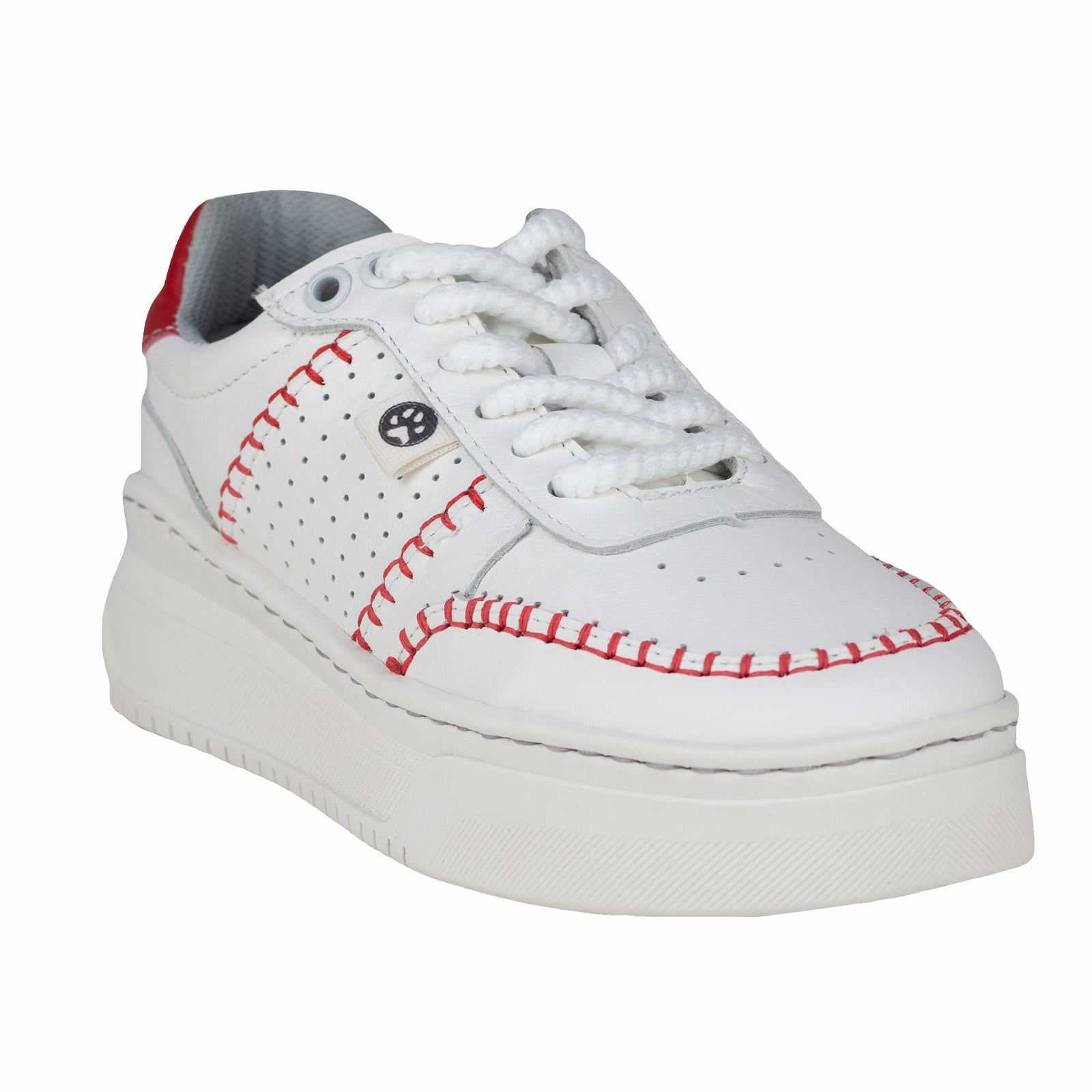 Tenis Tejidos Suela Gruesa Casual Para Dama Lobo Solo 5765DA Blanco Rojo