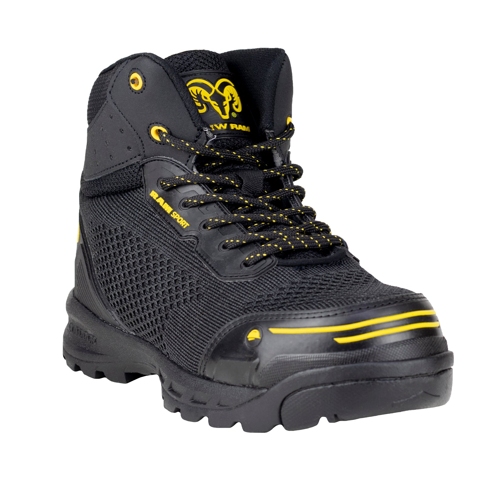 Bota de seguridad Casco Acero Para Caballero New Ram 9544 Negro Amarillo