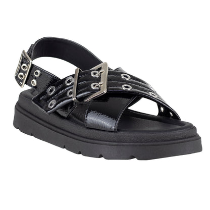 Sandalia De Plataforma Para Dama Salamandra 315-4060-A Charol Negro