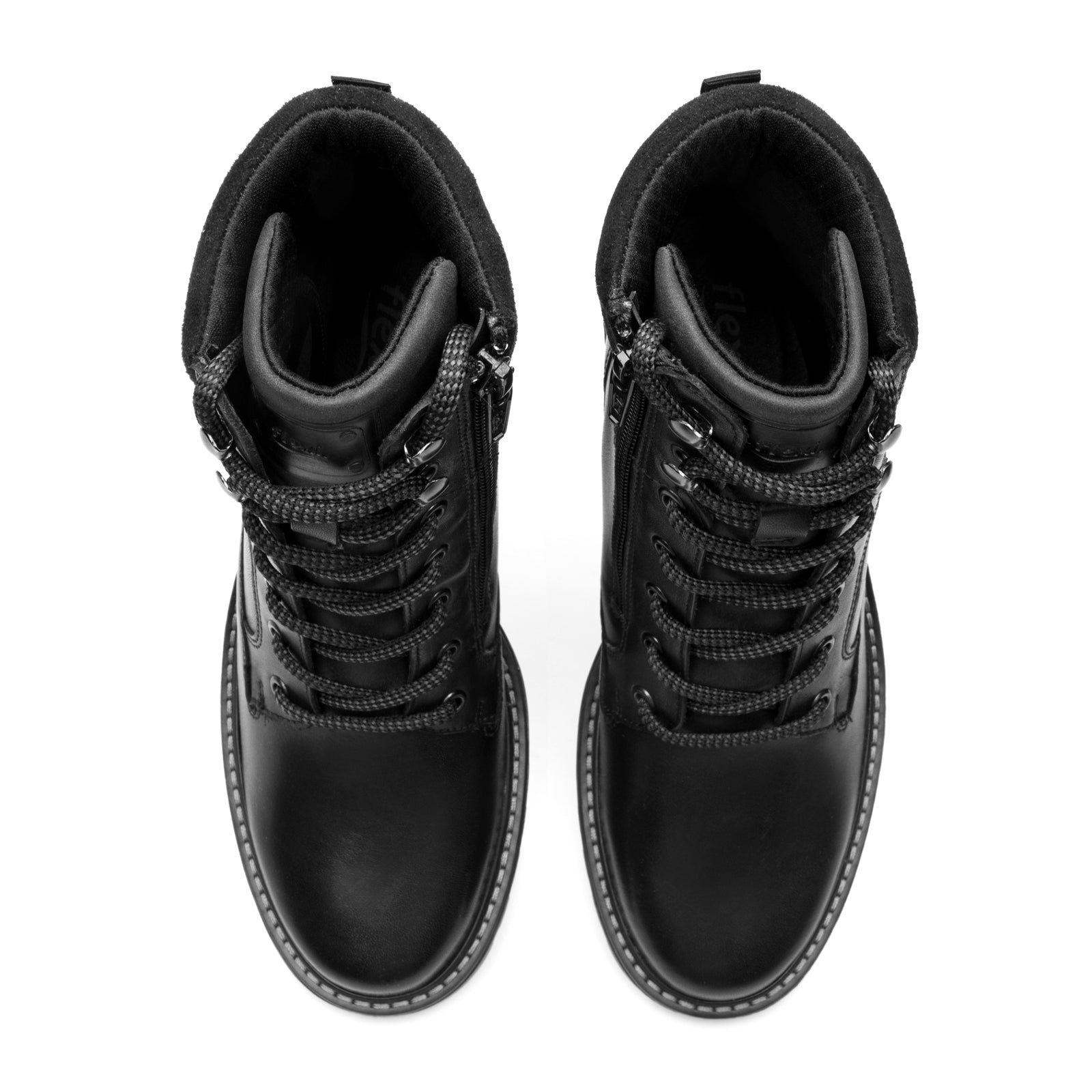 Bota Estilo Militar Con Cierre Lateral Casual Para Dama Flexi 37826 Negro