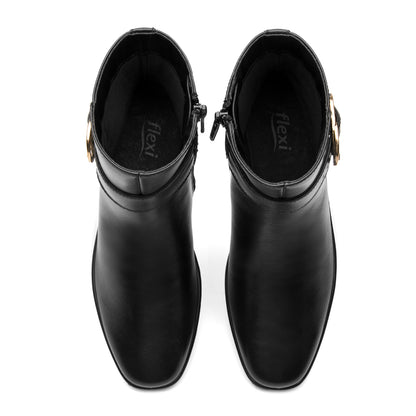 Botín Tacón Cuña Casual Para Dama Flexi 136705 Negro