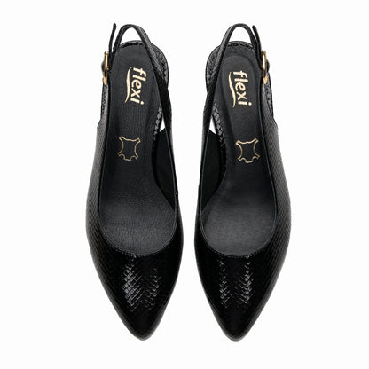 Zapatilla de Punta Tacón Medio Para Mujer Flexi 137503 Negro