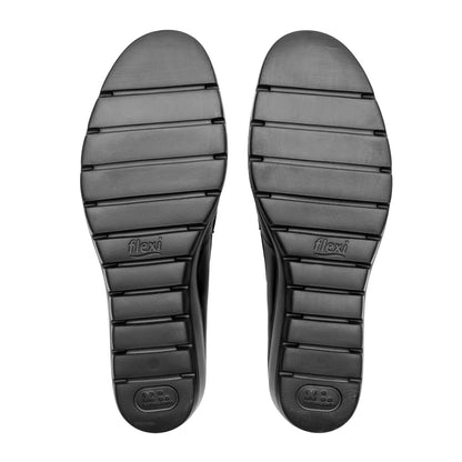 Zapato Mocasín Hebilla Tacón Cuña Para Dama Flexi 104830 Negro