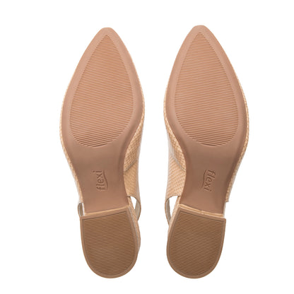 Zapatilla de Punta Tacón Medio Para Mujer Flexi 137503 Beige