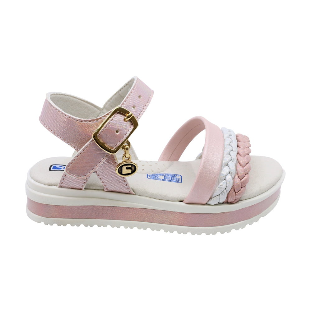 Sandalia Coqueta para niña en sintético rosa Casandra con hebilla.