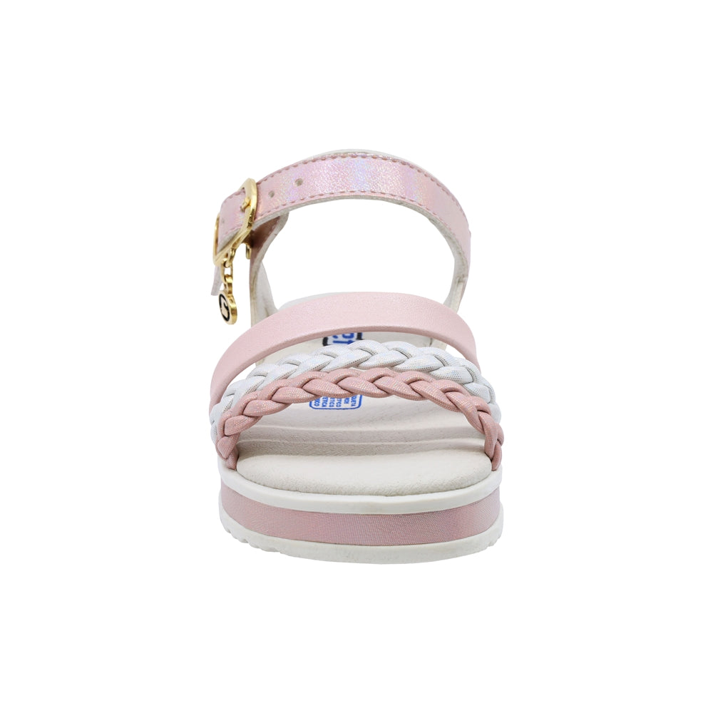 Sandalia Coqueta para niña en sintético rosa Casandra con hebilla.