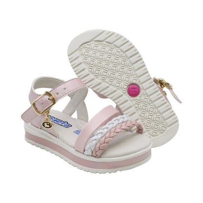 Sandalia Coqueta para niña en sintético rosa Casandra con hebilla.