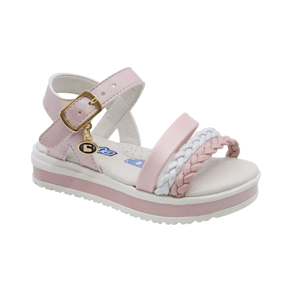 Sandalia Coqueta para niña en sintético rosa Casandra con hebilla.