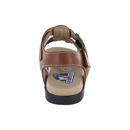 Sandalia Audaz para niño de piel miel Cameron con tiras combinadas