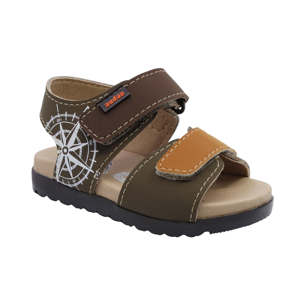 Sandalia Audaz para niño en sintético verde cameron con tira de contacto