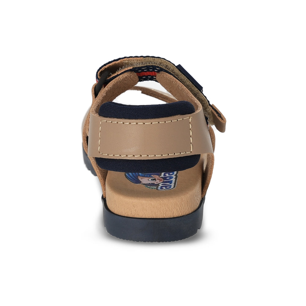Sandalia Audaz para niño en piel beige Cameron con doble tira de contacto.