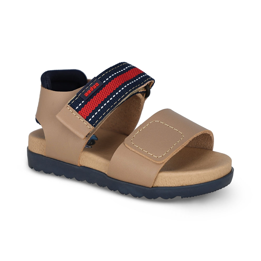 Sandalia Audaz para niño en piel beige Cameron con doble tira de contacto.