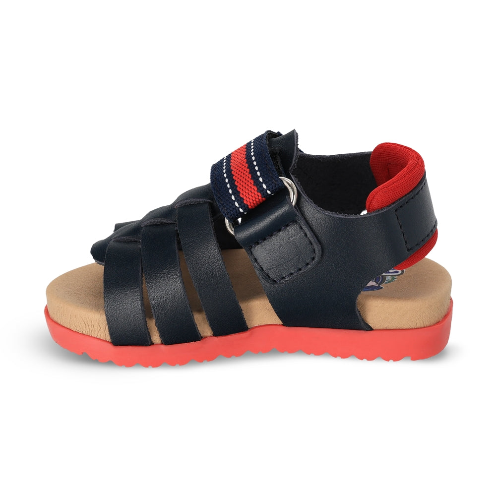Sandalia Audaz para niño en piel azul Cameron con tira de contacto.