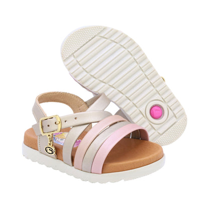 Sandalia Coqueta para niña sintético oro Cameron con hebilla.