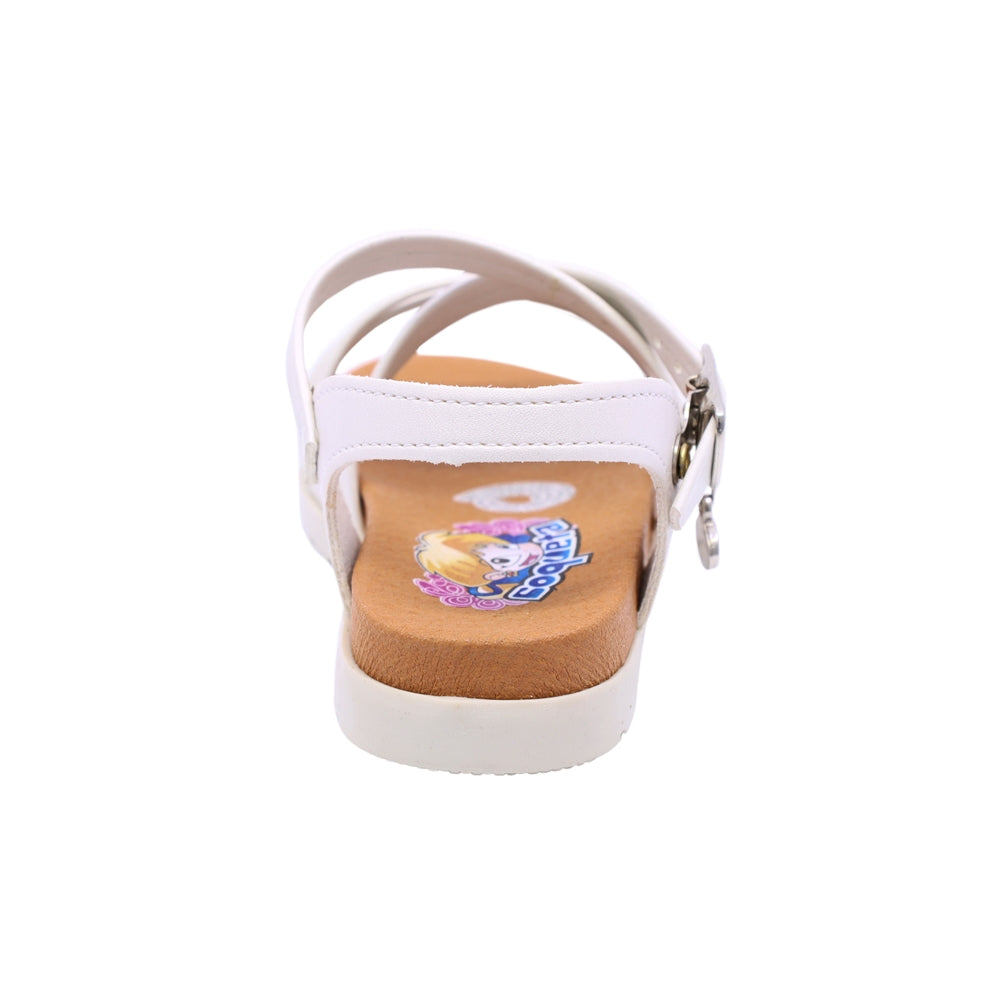 Sandalia Coqueta para niña en sintético perla Cameron con con tiras cruzadas